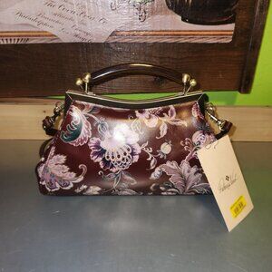 New! Patricia Nash European Floral Tapestry Leather Satchel